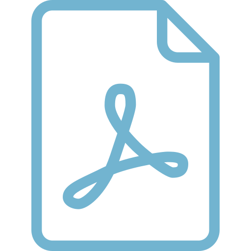 Blue icon of a document with a folded top-right corner, featuring a stylized "A" symbol in the center, representing a PDF file.